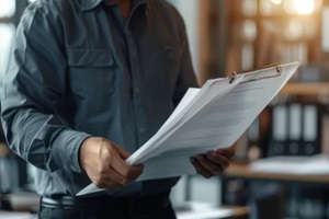 accountant showing office document auditing concept