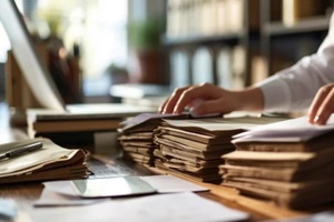 administrator managing company records and files