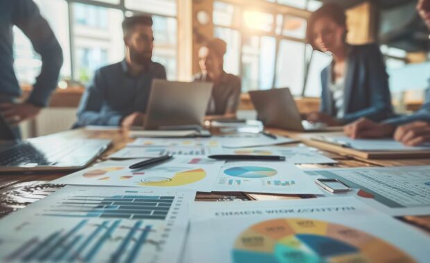 business analyst meticulously auditing financial statements to ensure robust internal control and compliance