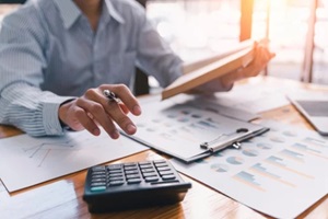 business analyst team checking in financial statement for audit internal control system