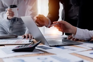 business team working at office with documents on his desk
