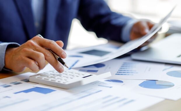 businessman during office finances audit