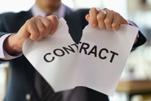 businessman in suit tearing paper document contract at work in office closeup