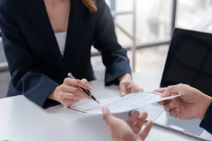 professional woman reviewing the SBA program audit checklist