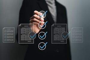 smart checklist document management certificate and quality control concept