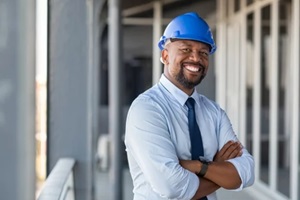 successful contractor at building site